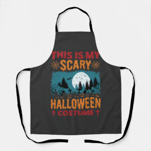 Funny Scary Halloween Costume Graveyard Moon Graph Apron
