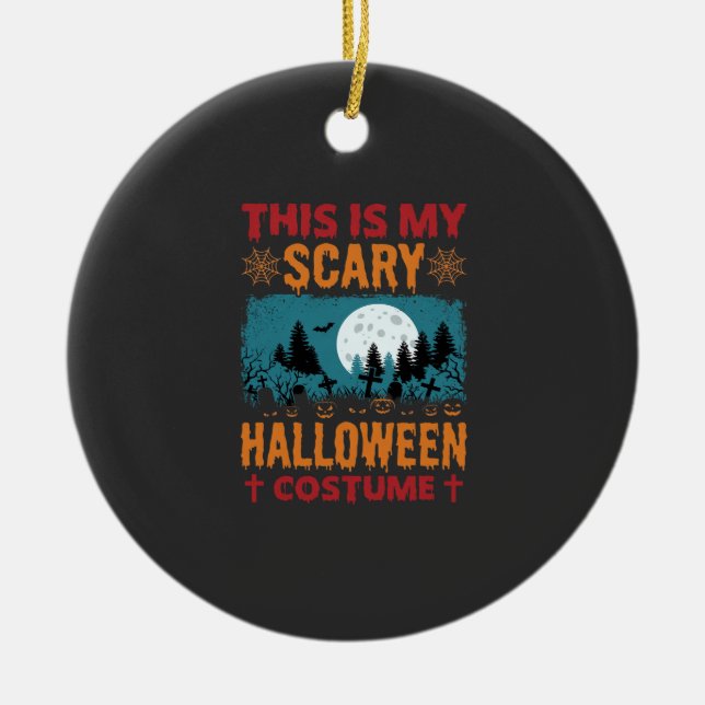 Funny Scary Halloween Costume Graveyard Moon Graph Ceramic Ornament (Front)