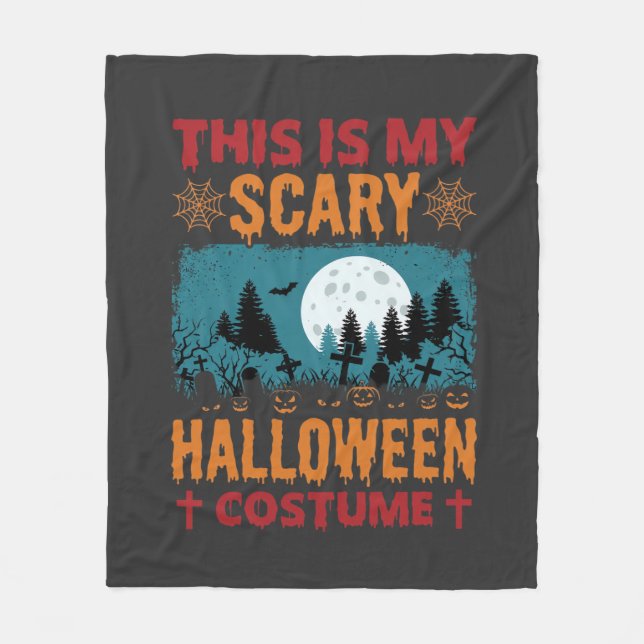 Funny Scary Halloween Costume Graveyard Moon Graph Fleece Blanket (Front)