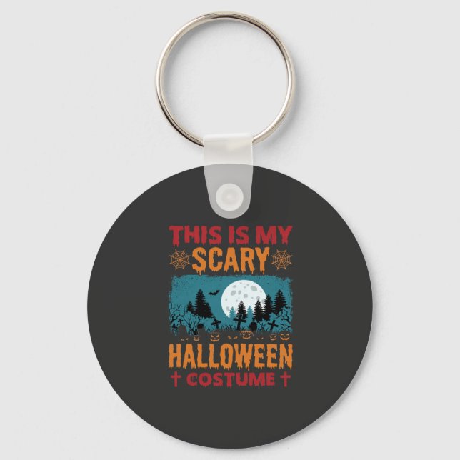 Funny Scary Halloween Costume Graveyard Moon Graph Keychain (Front)