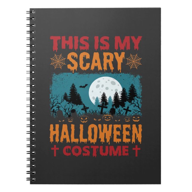 Funny Scary Halloween Costume Graveyard Moon Graph Notebook (Front)