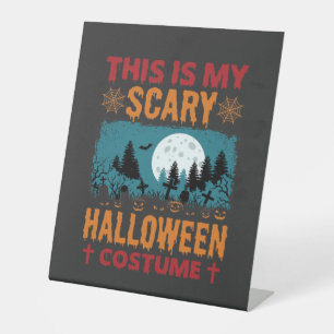 Funny Scary Halloween Costume Graveyard Moon Graph Pedestal Sign