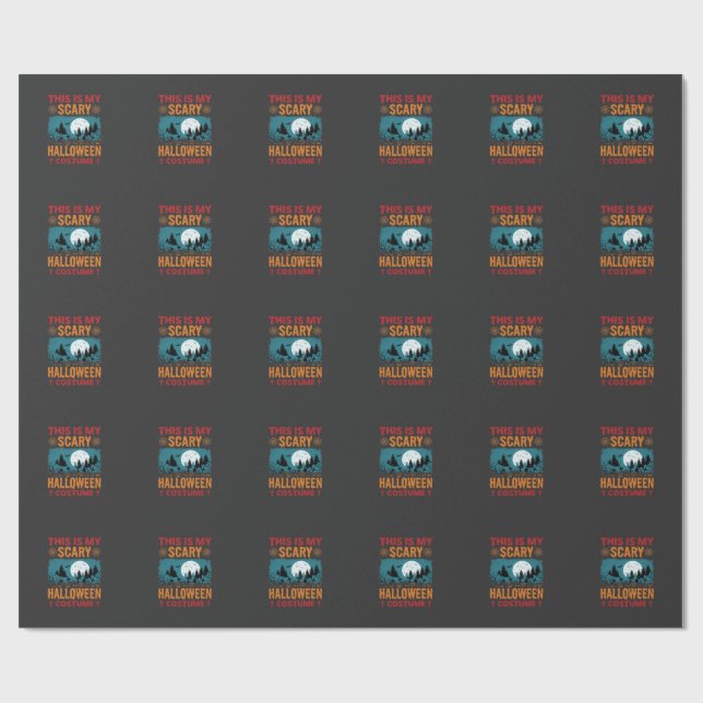 Funny Scary Halloween Costume Graveyard Moon Graph Wrapping Paper (Flat)