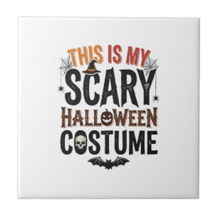 Funny Scary Halloween Costume Vintage Shirt Design Tile
