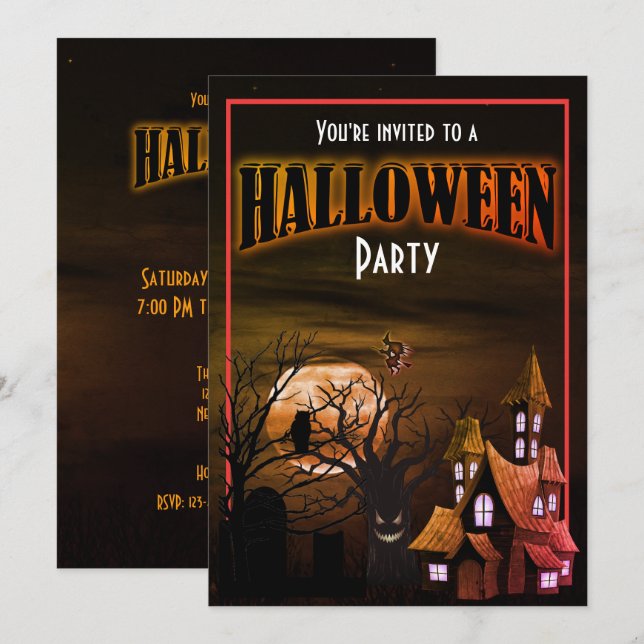 Funny Scary Halloween Party Invitation (Front/Back)