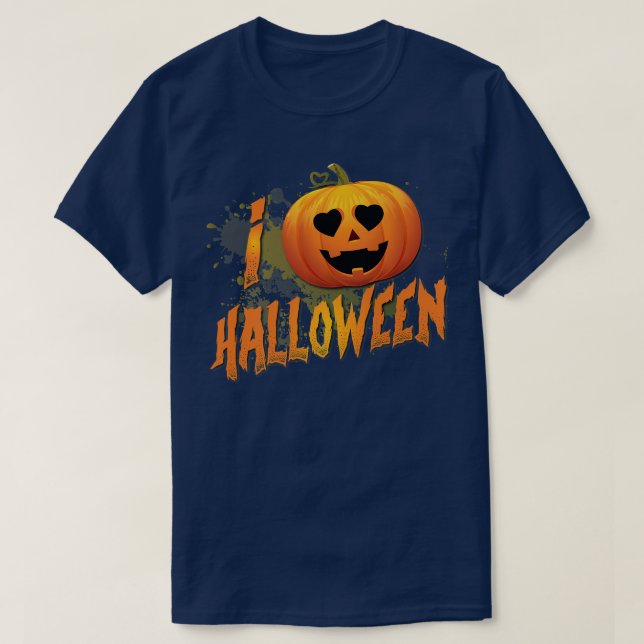 Funny Scary I Pumpkin Love Halloween  T-Shirt (Design Front)