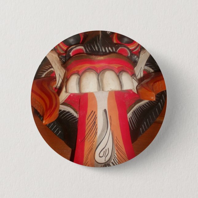 Funny Scary Weird Tongue Halloween Mask 2 Inch Round Button (Front)