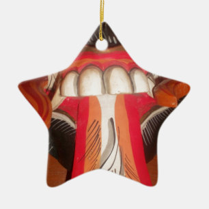 Funny Scary Weird Tongue Halloween Mask Ceramic Ornament
