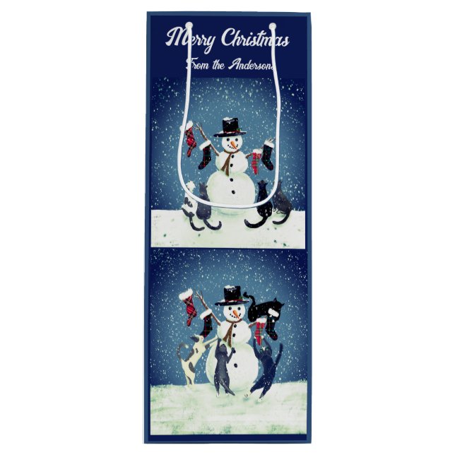 Funny Scenes from a Cat Christmas Party  Wine Gift Bag (Front)