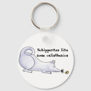 Funny Schipperke Dog Cartoon Keychain