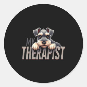 Funny Schnau Puppy My Therast Schnauzer Dog  Classic Round Sticker