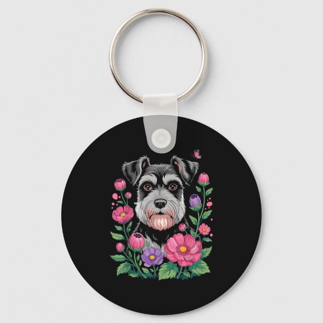 Funny Schnauzer Art For Women Schnauzer Dog Lover  Keychain (Front)