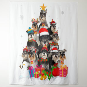 Funny Schnauzer Christmas Tree Pet DOG Lover Gift Tapestry