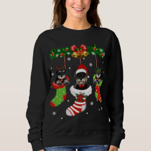 Funny Schnauzer Christmas Tree Socks Dog Lover Xma Sweatshirt