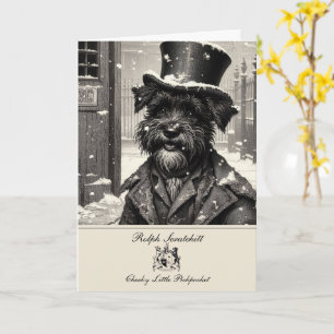 Funny Schnauzer Dickens Christmas Greeting Card