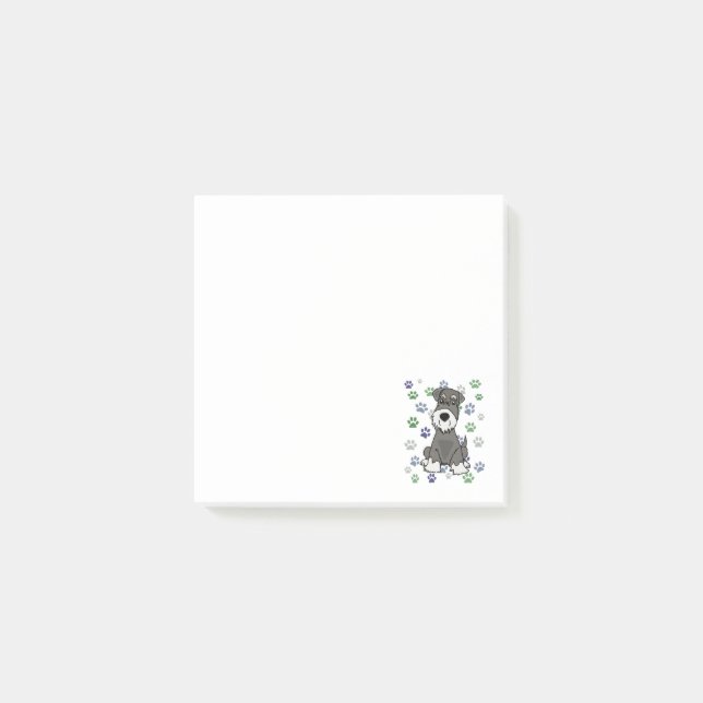 Funny Schnauzer Dog and Paw Prints Art Post-it Notes (Front)