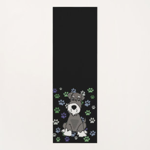 Funny Schnauzer Dog and Paw Prints Art Yoga Mat