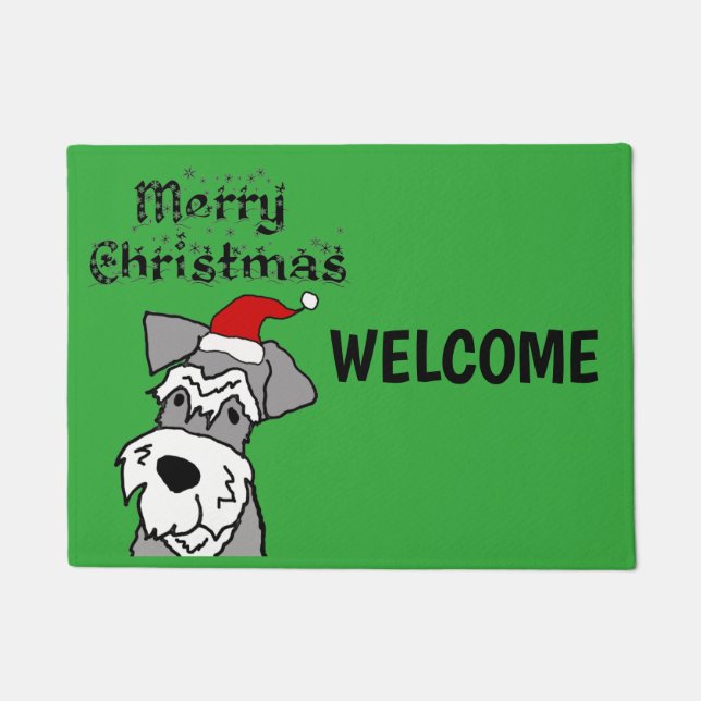 Funny Schnauzer Dog Merry Christmas Doormat (Front)