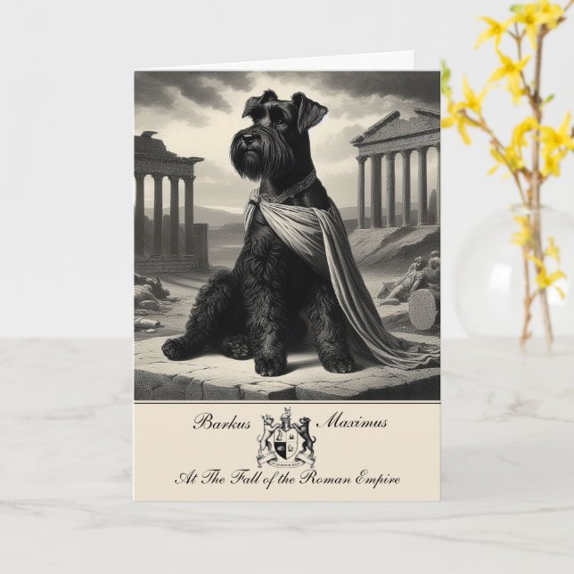 Funny Schnauzer Roman Empire Greetings Card  (Yellow Flower)