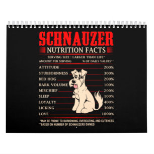 Funny Schnauzer Schnauzer Butrition Facts Calendar