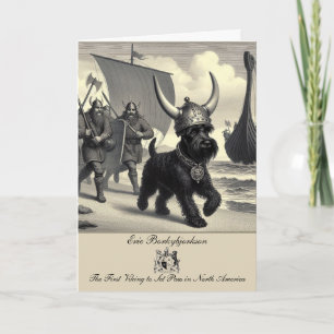 Funny Schnauzer Viking Folded Greeting Card
