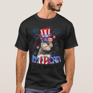 Funny Schnauzer Wearing Sunglasses USA Flag 4th Of T-Shirt