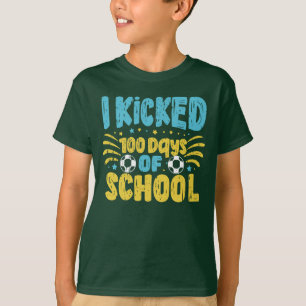 Funny School 100th Day Boys Kids Football Joke T-Shirt
