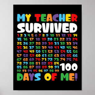 Funny School Boys Girls Kids 100 Days Of School Sm Poster