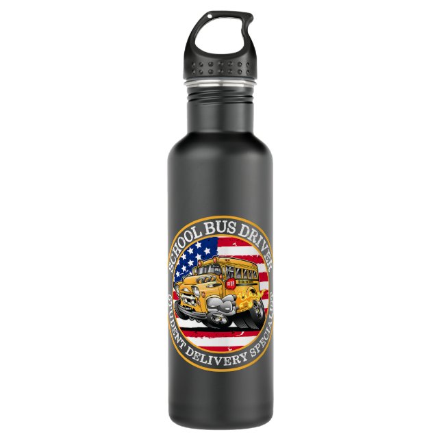 Funny School Bus Driver Student Delivery Specialis 710 Ml Water Bottle (Front)