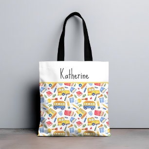 Funny School Bus Go Back To School Pattern Tote Bag