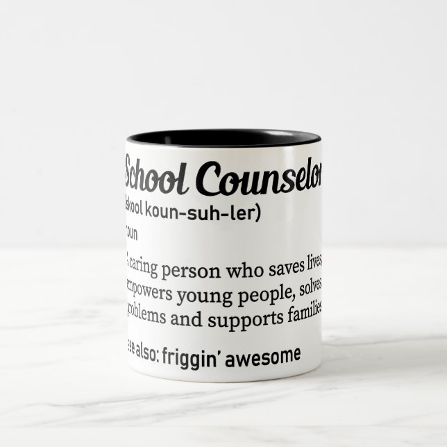 Funny School Counsellor Definition Two-Tone Coffee Mug (Center)