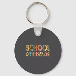 Funny School Counselor Teacher Leopard School Coun Keychain