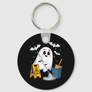 Funny School Custodian Janitor Ghost Halloween Keychain