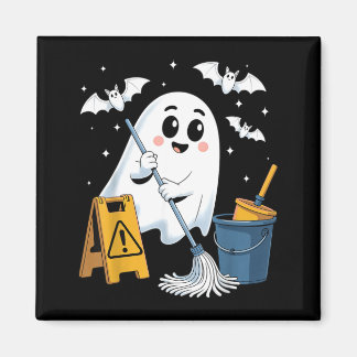 Funny School Custodian Janitor Ghost Halloween Magnet