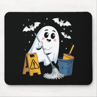 Funny School Custodian Janitor Ghost Halloween Mouse Pad