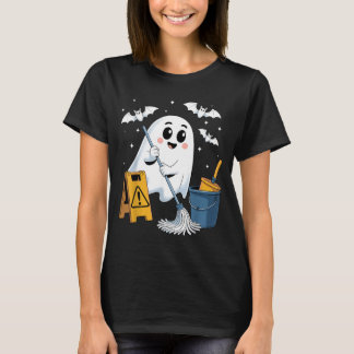 Funny School Custodian Janitor Ghost Halloween T-Shirt