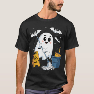 Funny School Custodian Janitor Ghost Halloween T-Shirt
