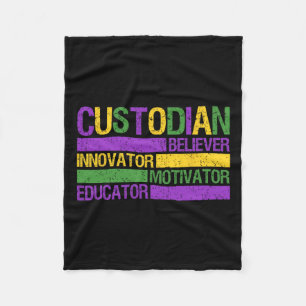 Funny School Custodian Mardi Gras Festival Party M Fleece Blanket
