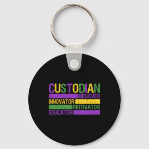 Funny School Custodian Mardi Gras Festival Party M Keychain