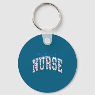 Funny School Nurse Nursing Student Graphic Art Keychain