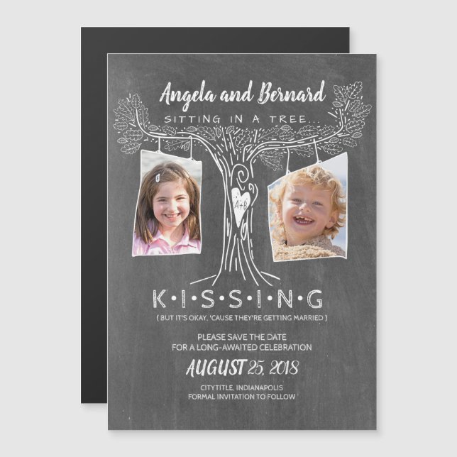 Funny School Photos | Love Oak Tree Save the Date Magnetic Invitation (Front/Back)