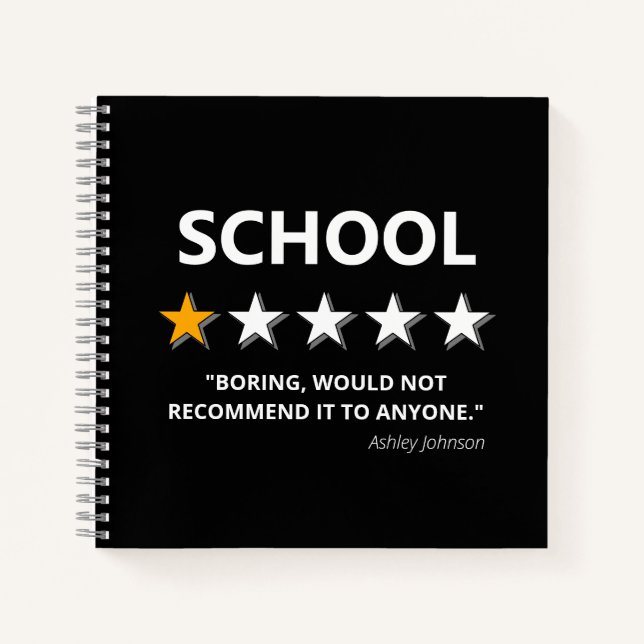 Funny School Review | Not Recommend Name Notebook (Front)