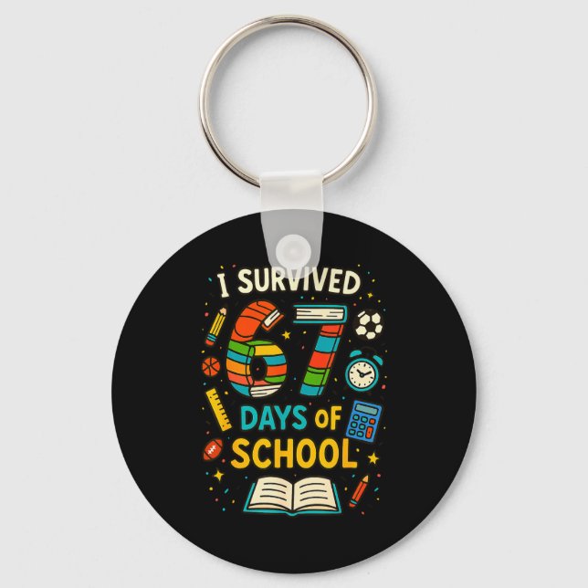 Funny School Six Seven Meme Student Teacher Joke 6 Keychain (Front)