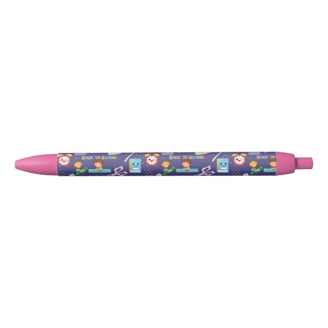 Funny School Supplies Back to School Pattern  Blue Ink Pen (Front)
