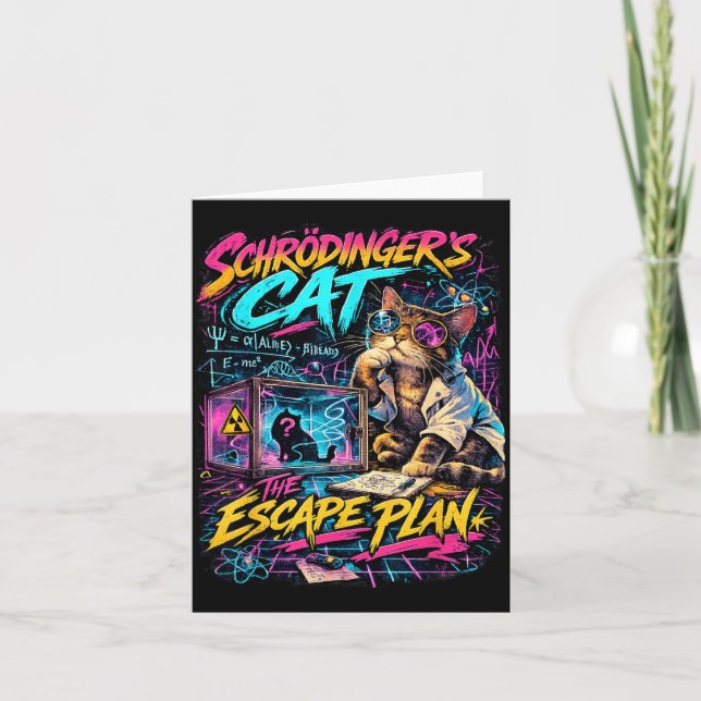 Funny Schrödingers Cat Escape Plan Science Teacher Card (Front)