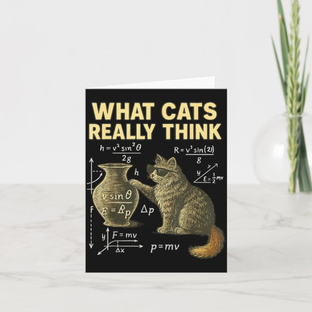 Funny Science Cat Physics What Cats Think Gift Men Card (Front)