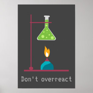 Funny Science chemistry don't overreact quote Poster