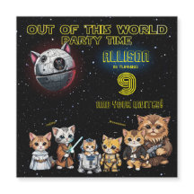 Funny Science Fiction Kitty Cat Custom Invitation