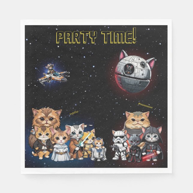 Funny Science Fiction Kitty Cat Custom Invitation Napkin (Front)