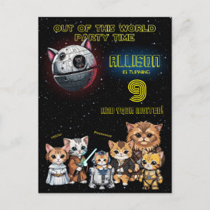 Funny Science Fiction Kitty Cat Custom Invitation Postcard